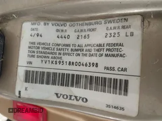 1994 Volvo 960 z VIN YV1KS9518R0046398, wystawiony jako IAAI lot #42105899 z przebiegiem 204 752 mil mil oraz . Historia ofert i sprzedaży dostępna na DreamBid. Obrazek 9.