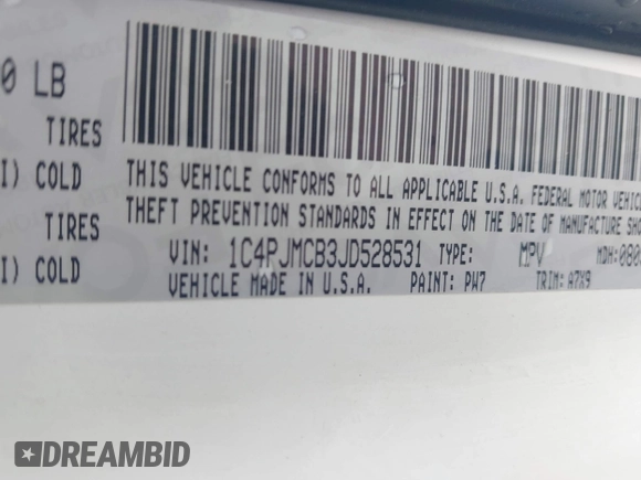 2018 Jeep Cherokee Latitude with VIN 1C4PJMCB3JD528531, listed as a IAAI auction lot 41906621 with 122,137 mi miles and . Bid and sale history available at DreamBid. Image 9.
