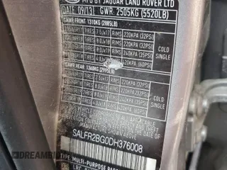 2013 Land Rover LR2 z VIN SALFR2BG0DH376008, wystawiony jako Copart lot #59855425 z przebiegiem Nie podano mil oraz Szkoda całkowita • Salvage title. Historia ofert i sprzedaży dostępna na DreamBid. Obrazek 13.