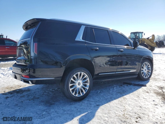 2021 Cadillac Escalade Premium Luxury with VIN 1GYS4CKL6MR486671, listed as a Copart auction lot 89207425 with 0 mi miles and Salvage Title. Bid and sale history available at carsss.com. Image 3.