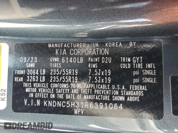 2024 Kia Carnival EX with VIN KNDNC5H31R6391064, listed as a Copart auction lot 68224534 with 12,792 mi miles and Salvage Title. Bid and sale history available at carsss.com. Image 15.