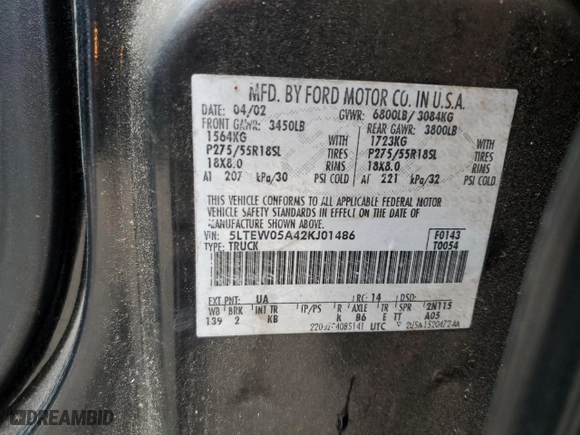 2002 Lincoln Blackwood with VIN 5LTEW05A42KJ01486, listed as a Copart auction lot 86622814 with NaN miles and Salvage Title. Bid and sale history available at carsss.com. Image 12.