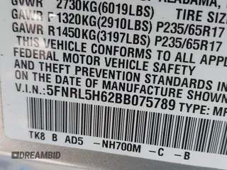 2011 Honda Odyssey EX-L with VIN 5FNRL5H62BB075789, listed as a IAAI auction lot 42035746 with 238,616 mi miles and . Bid and sale history available at carsss.com. Image 9.