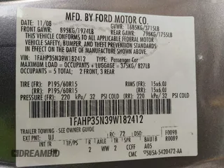 2009 Ford Focus SE with VIN 1FAHP35N39W182412, listed as a IAAI auction lot 41939563 with 1 mi miles. Bid and sale history available at carsss.com. Image 9.