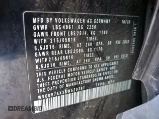 2011 Volkswagen Tiguan SE with VIN WVGBV7AX3BW520381, listed as a Copart auction lot 52288555 with 170,460 mi miles and Salvage Title. Bid and sale history available at DreamBid. Image 13.