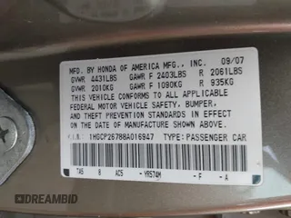 2008 Honda Accord EX with VIN 1HGCP26788A016947, listed as a IAAI auction lot 42148477 with 172,004 mi miles and . Bid and sale history available at DreamBid. Image 9.