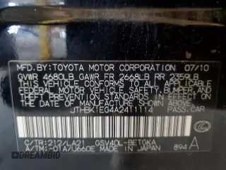 2010 Lexus ES 330 z VIN JTHBK1EG4A2411114, wystawiony jako Copart lot #60317545 z przebiegiem 153 294 mil mil oraz Szkoda całkowita • Salvage title. Historia ofert i sprzedaży dostępna na DreamBid. Obrazek 12.
