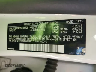 2016 Volvo V60 T5 Premier with VIN YV1612SK2G1309520, listed as a Copart auction lot 85510154 with 114,602 mi miles and Salvage Title. Bid and sale history available at carsss.com. Image 14.
