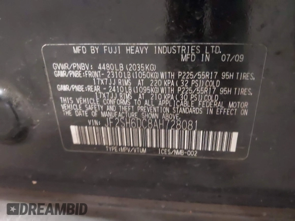 2010 Subaru Forester X Limited с VIN JF2SH6DC8AH728081, выставлен на аукционе IAAI как лот 42482473 с пробегом 150 511 миль миль и . История ставок и продаж доступна на DreamBid. Изображение 9.