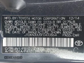 2015 Toyota Prius Four with VIN JTDKN3DU5F0433864, listed as a IAAI auction lot 42106791 with 113,989 mi miles and . Bid and sale history available at DreamBid. Image 9.