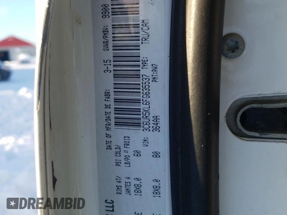 2015 Ram 2500 Laramie with VIN 3C6UR5KL6FG635537, listed as a Copart auction lot 87676635 with Not provided miles and Non repairable. Bid and sale history available at DreamBid. Image 12.