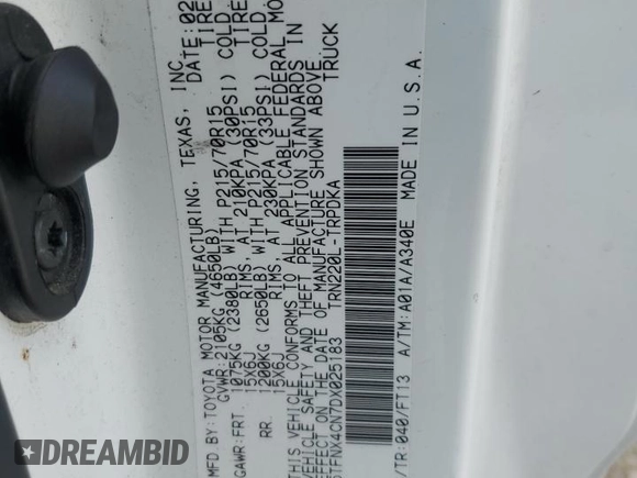 2013 Toyota Tacoma z VIN 5TFNX4CN7DX025183, wystawiony jako Copart lot #44353485 z przebiegiem 146 269 mil mil oraz Szkoda całkowita • Salvage title. Historia ofert i sprzedaży dostępna na DreamBid. Obrazek 12.