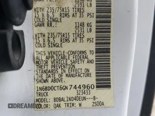 2016 Nissan Frontier S с VIN 1N6BD0CT6GN744960, выставлен на аукционе Copart как лот 61146035 с пробегом 137 929 миль миль и Чистый • Clean title. История ставок и продаж доступна на DreamBid. Изображение 13.
