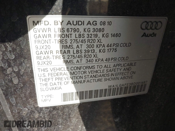 2011 Audi Q7 Premium Plus z VIN WA1LGAFE3BD001487, wystawiony jako IAAI lot #40951163 z przebiegiem 168 570 mil mil oraz . Historia ofert i sprzedaży dostępna na DreamBid. Obrazek 9.
