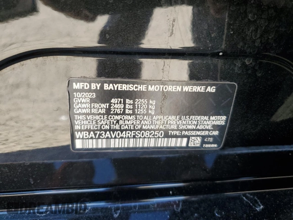 2024 BMW 4 Series 430i xDrive with VIN WBA73AV04RFS08250, listed as a Copart auction lot 42516525 with 5,057 mi miles and Salvage Title. Bid and sale history available at carsss.com. Image 14.