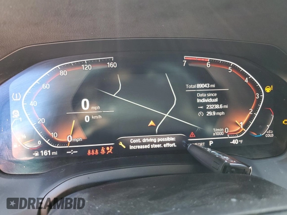 2019 BMW 3 Series 330i with VIN WBA5R1C57KAK09173, listed as a Copart auction lot 57803915 with 89,043 mi miles and Salvage title. Bid and sale history available at DreamBid. Image 9.