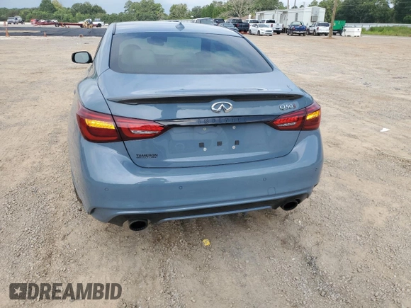 2021 Infiniti Q50 Red Sport 400 with VIN JN1FV7DPXMM850473, listed as a Copart auction lot 67663204 with 63,692 mi miles and Salvage Title. Bid and sale history available at DreamBid. Image 6.