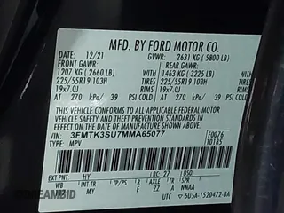 2021 Ford Mustang Mach-E Premium with VIN 3FMTK3SU7MMA65077, listed as a IAAI auction lot 42434370 with 38,735 mi miles and . Bid and sale history available at DreamBid. Image 9.