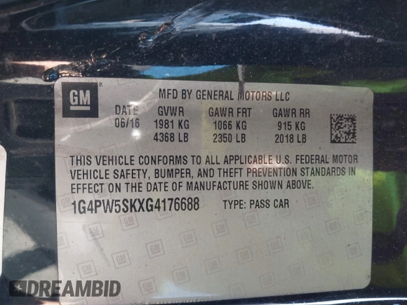 2016 Buick Verano Sport Touring с VIN 1G4PW5SKXG4176688, выставлен на аукционе IAAI как лот 41320798 с пробегом 100 209 миль миль и . История ставок и продаж доступна на DreamBid. Изображение 9.