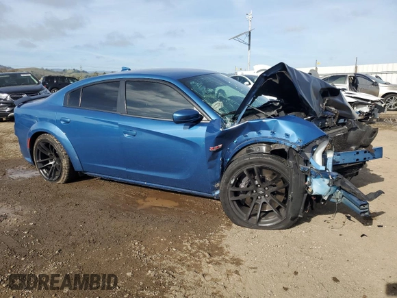2021 Dodge Charger Scat Pack Widebody with VIN 2C3CDXGJ4MH639397, listed as a Copart auction lot 45706105 with 22,630 mi miles and Salvage Title. Bid and sale history available at carsss.com. Image 4.