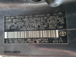 2009 Toyota Corolla with VIN JTDBL40E89J011029, listed as a Copart auction lot 75711964 with 205,802 mi miles and Clean Title. Bid and sale history available at carsss.com. Image 12.
