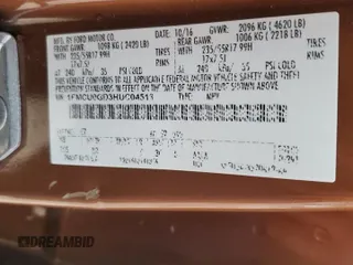 2017 Ford Escape SE with VIN 1FMCU0GD3HUC04513, listed as a Copart auction lot 47295575 with 147,938 mi miles and Salvage Title. Bid and sale history available at DreamBid. Image 15.