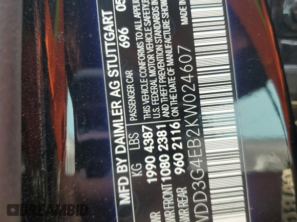 2019 Mercedes-Benz A 220 with VIN WDD3G4EB2KW024607, listed as a Copart auction lot 46878555 with 31,550 mi miles and Salvage Title. Bid and sale history available at DreamBid. Image 15.
