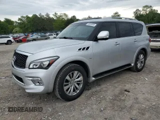 2016 Infiniti QX80 z VIN JN8AZ2NF5G9613664, wystawiony jako Copart lot #56059585 z przebiegiem 152 309 mil mil oraz Szkoda całkowita • Salvage title. Historia ofert i sprzedaży dostępna na DreamBid. Obrazek 1.