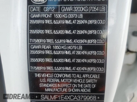 2012 Land Rover Range Rover SC с VIN SALMF1E4XCA379968, выставлен на аукционе Copart как лот 79181374 с пробегом 110 416 миль миль и Чистый • Clean title. История ставок и продаж доступна на DreamBid. Изображение 13.