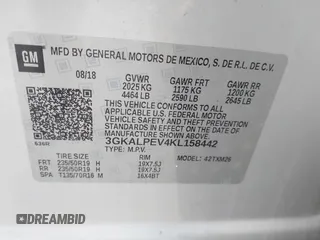 2019 GMC Terrain SLT z VIN 3GKALPEV4KL158442, wystawiony jako IAAI lot #41955667 z przebiegiem 123 306 mil mil oraz . Historia ofert i sprzedaży dostępna na DreamBid. Obrazek 9.