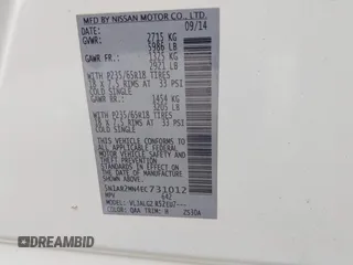 2014 Nissan Pathfinder Platinum with VIN 5N1AR2MN4EC731012, listed as a IAAI auction lot 42220965 with 170,000 mi miles and . Bid and sale history available at DreamBid. Image 9.