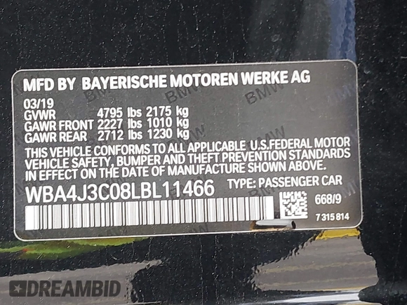 2020 BMW 4 Series 430i xDrive z VIN WBA4J3C08LBL11466, wystawiony jako IAAI lot #42253559 z przebiegiem 26 838 mil mil oraz . Historia ofert i sprzedaży dostępna na DreamBid. Obrazek 9.