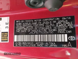 2016 Scion tC with VIN JTKJF5C77GJ026150, listed as a IAAI auction lot 41424088 with 96,370 mi miles. Bid and sale history available at carsss.com. Image 9.