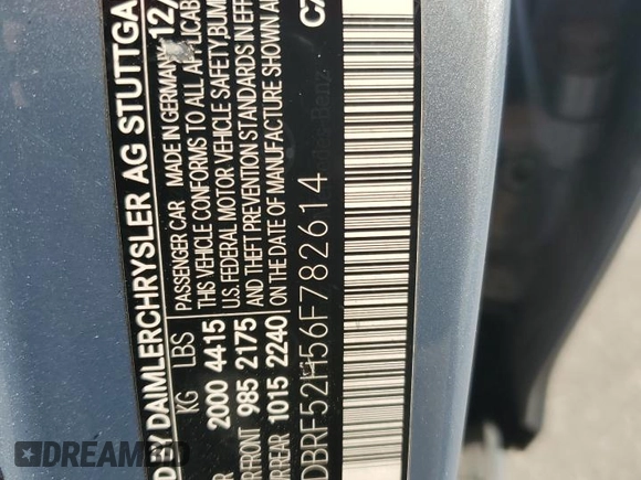2006 Mercedes-Benz C 230 Sport with VIN WDBRF52H56F782614, listed as a Copart auction lot 53554835 with 134,287 mi miles and Salvage title. Bid and sale history available at DreamBid. Image 12.