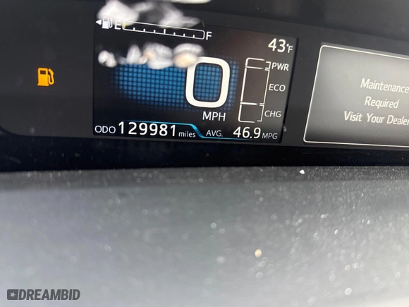 2019 Toyota Prius L Eco with VIN JTDKARFU7K3071556, listed as a IAAI auction lot 42125672 with 129,981 mi miles. Bid and sale history available at carsss.com. Image 1.