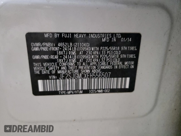 2014 Subaru Forester XT Touring with VIN JF2SJGMCXEH556507, listed as a Copart auction lot 56584515 with 145,113 mi miles and Clean title. Bid and sale history available at DreamBid. Image 13.