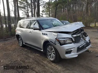 2015 Infiniti QX80 with VIN JN8AZ2NE1F9083991, listed as a IAAI auction lot 41835516 with 1 mi miles. Bid and sale history available at carsss.com. Image 1.