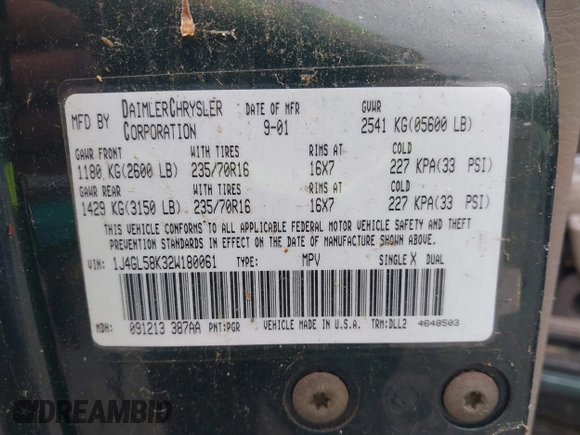 2002 Jeep Liberty Limited с VIN 1J4GL58K32W180061, выставлен на аукционе IAAI как лот 42644030 с пробегом 105 668 миль миль и . История ставок и продаж доступна на DreamBid. Изображение 9.