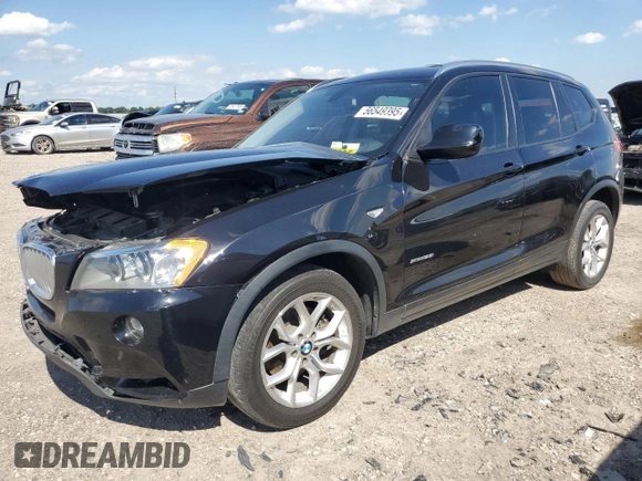 2013 BMW X3 xDrive35i with VIN 5UXWX7C5XDL977364, listed as a Copart auction lot 56549395 with 147,977 mi miles and Salvage Title. Bid and sale history available at DreamBid. Image 1.