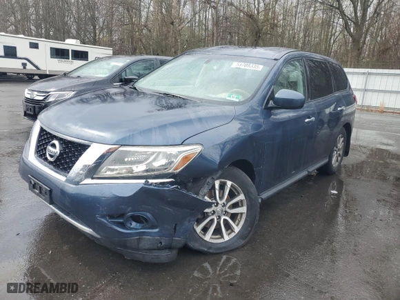 2014 Nissan Pathfinder S with VIN 5N1AR2MM2EC717083, listed as a Copart auction lot 51708335 with 125,195 mi miles and Salvage Title. Bid and sale history available at carsss.com. Image 1.