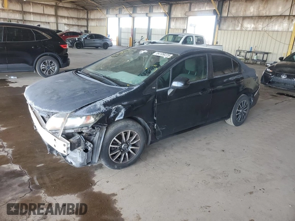 2013 Honda Civic LX with VIN 2HGFB2F52DH509724, listed as a Copart auction lot 54109225 with 109,034 mi miles and Salvage Title. Bid and sale history available at DreamBid. Image 1.