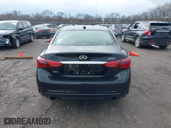 2018 Infiniti Q50 RED SPORT 400 with VIN JN1FV7ARXJM481650, listed as a IAAI auction lot 41572515 with 75,957 mi miles. Bid and sale history available at carsss.com. Image 16.
