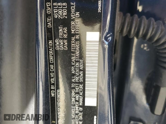 2013 Volvo S60 T5 Premier z VIN YV1612FS6D1228039, wystawiony jako Copart lot #58237355 z przebiegiem 173 884 mil mil oraz Tytuł czysty. Historia ofert i sprzedaży dostępna na DreamBid. Obrazek 12.