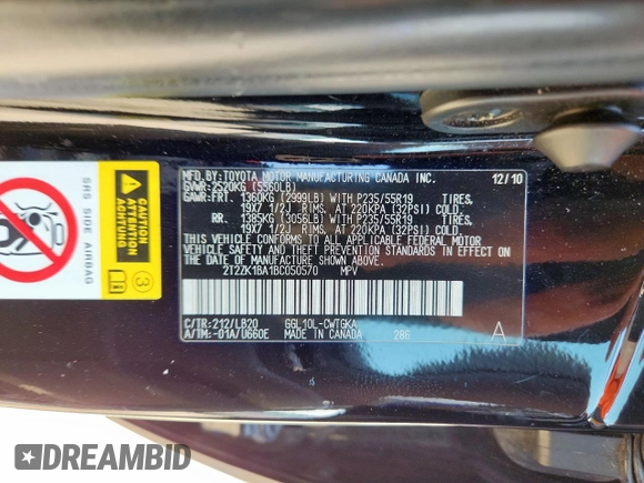 2011 Lexus RX 350 с VIN 2T2ZK1BA1BC050570, выставлен на аукционе Copart как лот 60204505 с пробегом 237 861 миль миль и Списание • Salvage title. История ставок и продаж доступна на DreamBid. Изображение 13.