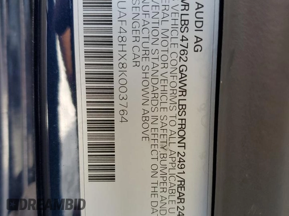 2008 Audi A4 2.0T с VIN WAUAF48HX8K003764, выставлен на аукционе Copart как лот 72354904 с пробегом 73 342 миль миль и Списание • Salvage title. История ставок и продаж доступна на DreamBid. Изображение 12.