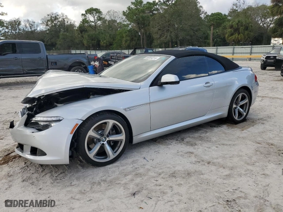 2010 BMW 6 Series 650i with VIN WBAEB5C56AC225685, listed as a Copart auction lot 86904014 with 36,214 mi miles and Salvage Title. Bid and sale history available at carsss.com. Image 1.