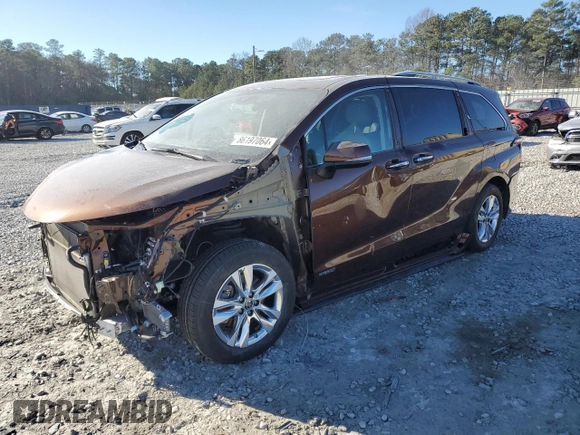 2021 Toyota Sienna Limited with VIN 5TDZSKFC2MS029694, listed as a Copart auction lot 86197064 with 27,881 mi miles and Salvage Title. Bid and sale history available at DreamBid. Image 1.