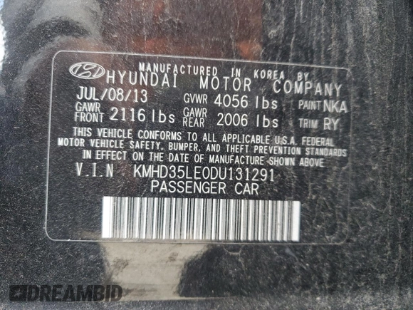 2013 Hyundai Elantra GT with VIN KMHD35LE0DU131291, listed as a Copart auction lot 70772334 with 54,428 mi miles and Salvage Title. Bid and sale history available at carsss.com. Image 12.