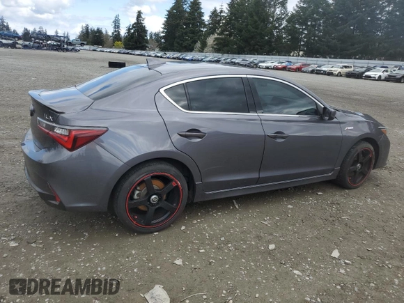 2020 Acura ILX w/Premium/A-SPEC Pkg with VIN 19UDE2F81LA003713, listed as a Copart auction lot 52023315 with 47,893 mi miles and Salvage Title. Bid and sale history available at carsss.com. Image 3.