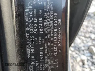 2008 Kia Rio LX with VIN KNADE163986345138, listed as a Copart auction lot 43580185 with 147,067 mi miles and Non Repairable. Bid and sale history available at carsss.com. Image 12.